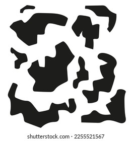 Irregular blob spots. Black and white. Abstract Animal print, texture. Vector flat background.
