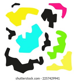 Irregular blob spots. Neon and white. Abstract Animal print, texture. Vector flat background.