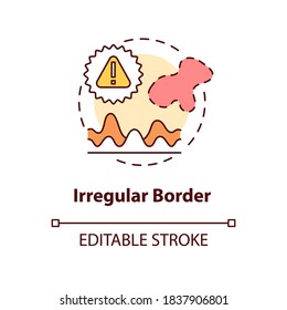 Irregular border concept icon. Scalloped mole borders. Skin check. Melanoma symptoms and signs idea thin line illustration. Vector isolated outline RGB color drawing. Editable stroke