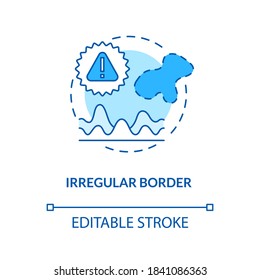 Irregular border concept icon. Scalloped borders. Skin cancer ABCDEs. Melanoma symptoms and signs idea thin line illustration. Vector isolated outline RGB color drawing. Editable stroke