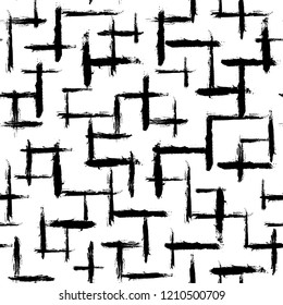 Irregular brush strokes pattern. Seamless hand drawn painted lines. Vector graphic print. Art background