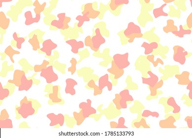Irregular Camo Blob. Flat Spray Splash. Yellow Modern Texture. Fluid Camouflage Seamless Paint. Urban Liquid Pattern. Seamless Vector Camouflage. Dirty Cool Print. Camo Fabric Abstract Camoflage