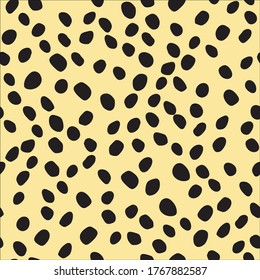 Irregular Cat Pattern. Animal Stain. Vector Blot. Black Animal Circle. Speckle Paint Dirt. Seamless Ink Monochrome. Graffiti Dot Cheetah Pattern. Beige Dirty Fur. Dirty Spot. Dalmatian Polka Texture
