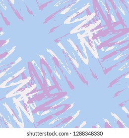 Irregular Chevron Pattern. Hand Drawn Zigzag Lines.  Dynamic Vector Seamless Chevron Pattern. Brush Strokes Scribbles.  Rough Brush Paint Repeat. Watercolor Organic Shapes. Modern Art in Blue