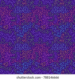 Irregular colorfull seamless pattern. Tileable abstract maze design. Labyrinth backround, vector illustration.