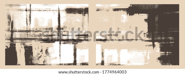Irregular cross hatching strokes on canvas. Oil,\
acrylic paint texture set. Abstract grungy backgrounds, light hand\
drawn monochrome\
pattern