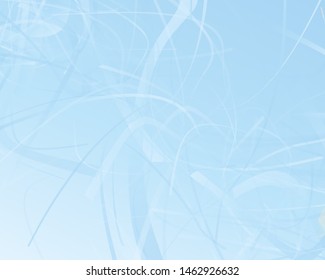 Irregular curves, twisted wavy lines of different thickness and transparency. Light dynamic background with chaotic stripes. Vector illustration
