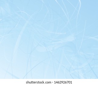 Irregular curves, twisted wavy lines of different thickness and transparency. Light dynamic background with chaotic stripes. Vector illustration
