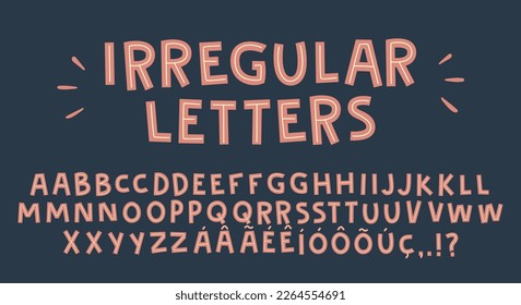 Irregular cute childish letters. Punctuation and marks. Perfect for labels and illustration.