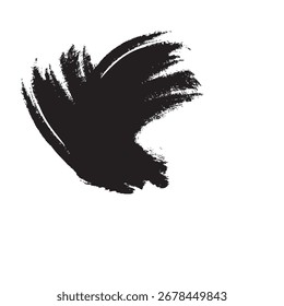 Pincelada de color negro oscuro irregular que presenta una textura de pincel seca distintiva y una forma orgánica y amplia, perfecta para el diseño artístico.