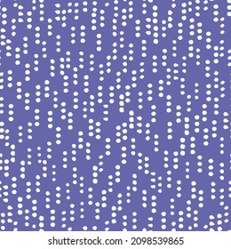 Irregular dots broken rows seamless repeat pattern. Vertical, vector spots all over surface print on very peri background.