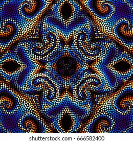 Irregular dots pattern. Seamless background. Mosaic art tile of small dots. Random circles.