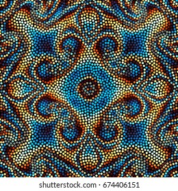 Irregular dots pattern. Seamless background. Mosaic art tile of small dots. Random circles.