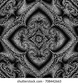 Irregular dots pattern. Seamless background. Mosaic art tile of small dots. Random circles.