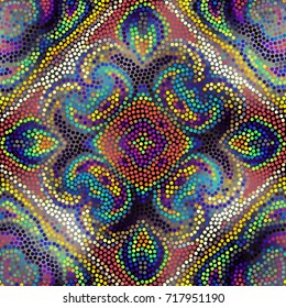 Irregular dots pattern. Seamless background. Mosaic art tile of small dots. Random circles.