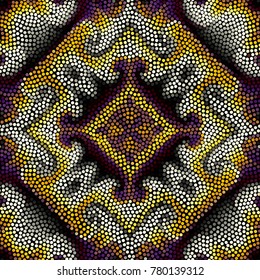 Irregular dots pattern. Seamless background. Mosaic art tile of small dots. Random circles.