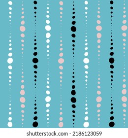 Irregular dotted lines on a blue background. Black, white, light pink colors