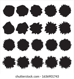 Irregular form badges set. Black rough shapes collection
