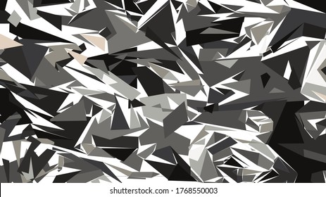 irregular fragments, broken grayscale background, overlap and depth, vector illustration