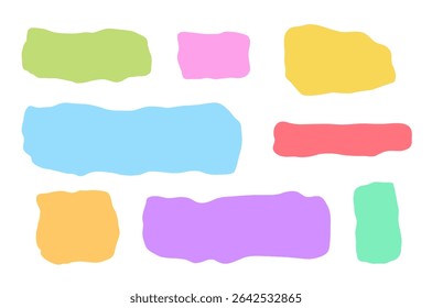 Cadre rectangle ou zone de texte de forme libre irrégulière. Formes organiques ondulées de couleur pastel