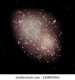 Irregular galaxy with stars, vector illustration of space