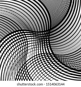 Irregular geometric pattern, background with wavy, waving grid, mesh of lines. Abstract geometry texture