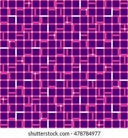 Irregular grid mesh with squares. Seamlessly repeatable duotone geometric pattern.