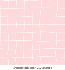 Irregular grid on pink background editable hand drawn Scandinavian style seamless pattern vector illustration. Perfect for paper or fabric printing.
