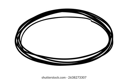 Irregular hand drawn oval shape, creating a frame for text or highlighting a specific area, adding a touch of human and organic feel to designs