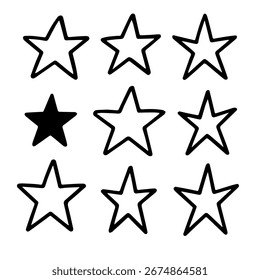 Ilustración vectorial gráfica de Formas de estrellas dibujadas a mano irregulares