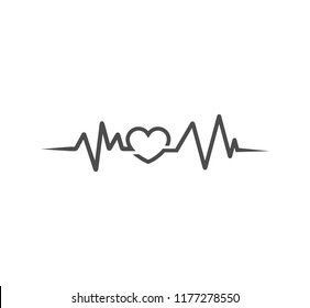 Irregular Heart Beat Pulse Line Graphic With Heart Shape Vector Illustration