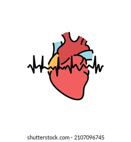 Irregular heartbeat color line icon. Human diseases. Pictogram for web page, mobile app, promo.