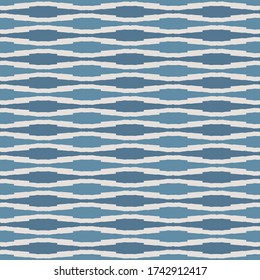 Unregelmäßiges, horizontal nahtloses, gewebtes, gestreiftes Muster. Blaue Streifen auf hellen Hintergrund. Nahtloser Vektormuster Hintergrund. Nahtlose Vektormuster für Gewebe, Scrapbooking, Tapete