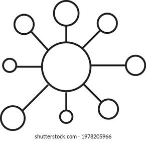 An irregular hub and spoke model. Illustration for social network, connection , communication , business and community . Icon and vector