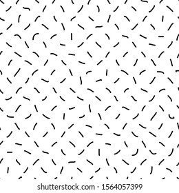 Irregular ink dashes handdrawn seamless pattern. Uneven lines monocolor drawing. Ink pen freehand shapes line art. Monochrome texture. Fabric, textile, wrapping paper, wallpaper minimalistic design