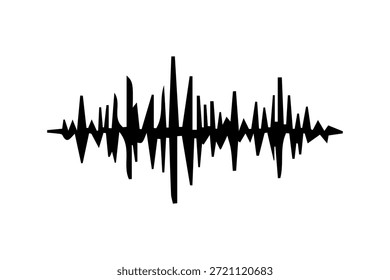 Los picos irregulares y dentados representan la frecuencia y amplitud del sonido, simbolizando el reconocimiento de voz, la música o el procesamiento de señales digitales.
