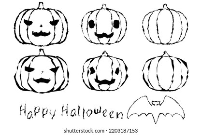 Irregular line drawing material set such as jack o lantern