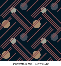 Irregular lines and circles diagonal seamless pattern. For print, fashion design, wrapping, wallpaper.