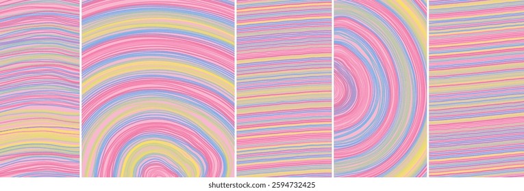 Irregular lines pattern in perspective. Geometric wallpaper with stripes. Strips similar to threads. Cover design template. Vector illustration for brochure, poster, presentation, flyer or banner.