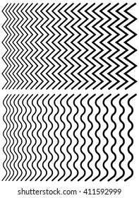 Irregular lines. Set of distorted lines from thin to thick.