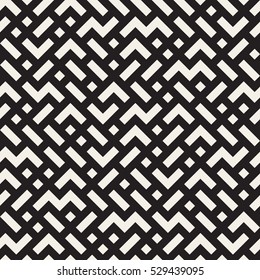 Irregular Maze Line. Abstract Geometric Background Design. Vector Seamless Black and White Pattern.