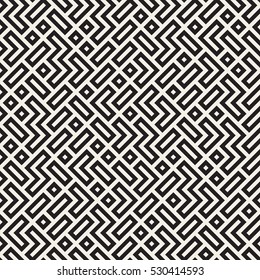 Irregular Maze Line. Abstract Geometric Background Design. Vector Seamless Black and White Pattern.