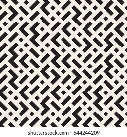 Irregular Maze Line. Abstract Geometric Background Design. Vector Seamless Black and White Pattern.