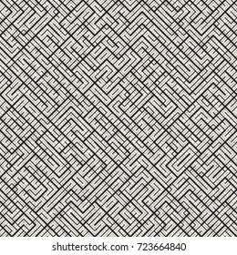 Irregular Maze Line. Abstract Geometric Background Design. Vector Seamless Black and White Pattern.