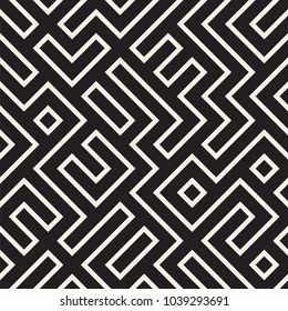 Irregular maze line lattice. Abstract geometric background design. Vector seamless pattern.