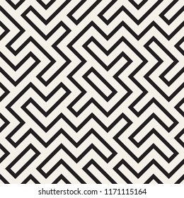 Irregular maze line lattice. Abstract geometric background design. Vector seamless black and white pattern.