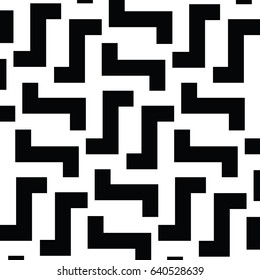 Irregular Maze Lines. Zigzag stripes Pattern. Vector Black and White background