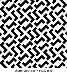 Irregular Maze Lines. Zigzag stripes Pattern. Vector Black and White background