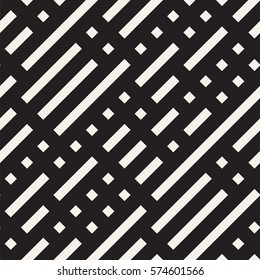 Irregular Maze Shapes Tiling Contemporary Graphic. Abstract Geometric Background Design. Vector Seamless Black and White Pattern.