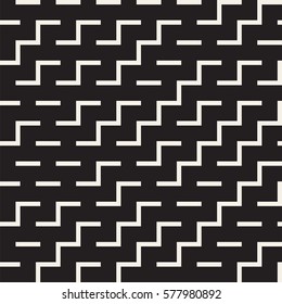 Irregular Maze Shapes Tiling Contemporary Graphic. Abstract Geometric Background Design. Vector Seamless Black and White Pattern.